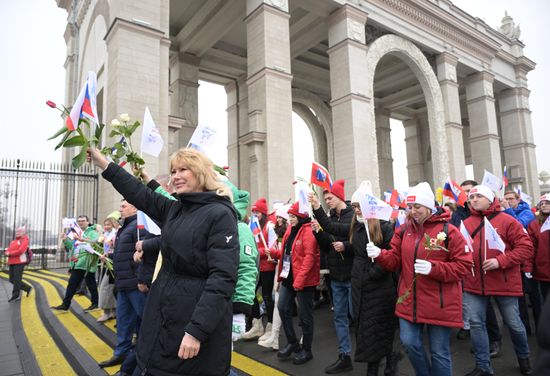 The International RUSSIA EXPO Forum and Exhibition. Festive march, Crimea - Sevastopol - Russia FOREVER. Location: Russia, Moscow. Author: Vladimir Astapkovich/Sputnik. RUSSIA EXPO. Festive march, Crimea - Sevastopol - Russia FOREVER