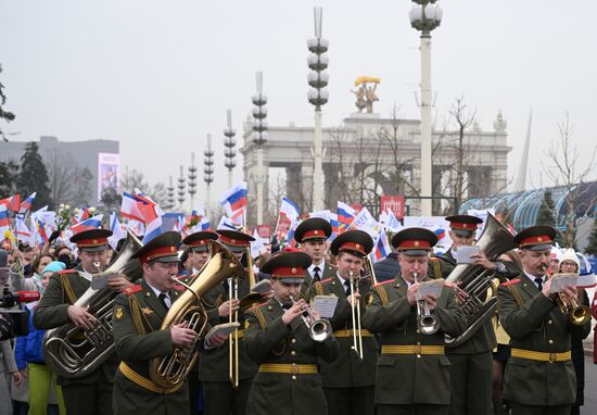 The International RUSSIA EXPO Forum and Exhibition. Festive march, Crimea - Sevastopol - Russia FOREVER. Location: Russia, Moscow. Author: Vladimir Astapkovich/Sputnik. RUSSIA EXPO. Festive march, Crimea - Sevastopol - Russia FOREVER