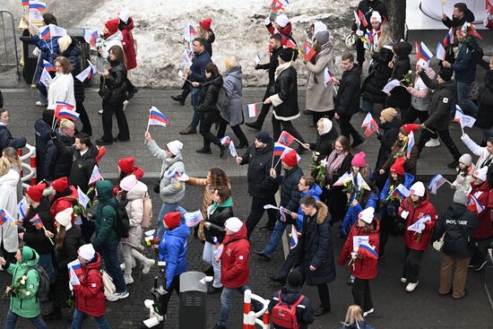 The International RUSSIA EXPO Forum and Exhibition. Festive march, Crimea - Sevastopol - Russia FOREVER. Location: Russia, Moscow. Author: Alexey Maishev/Sputnik. RUSSIA EXPO. Festive march, Crimea - Sevastopol - Russia FOREVER