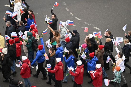 Russia International Exhibition and Forum. Festive procession Crimea - Sevastopol - Russia FOREVER. Location: Russia, Moscow. Author: Alexey Maishev/Sputnik. RUSSIA EXPO. Festive march, Crimea - Sevastopol - Russia FOREVER