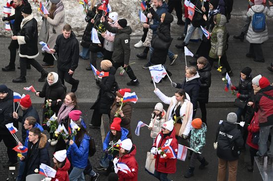 Russia International Exhibition and Forum. Festive procession Crimea - Sevastopol - Russia FOREVER. Location: Russia, Moscow. Author: Alexey Maishev/Sputnik. RUSSIA EXPO. Festive march, Crimea - Sevastopol - Russia FOREVER