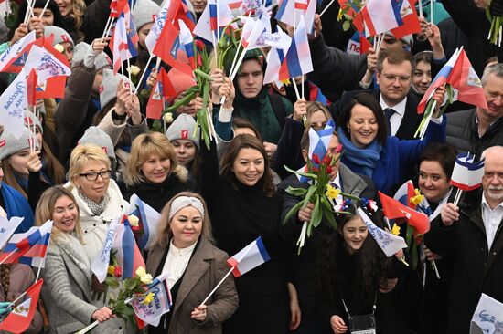 The International RUSSIA EXPO Forum and Exhibition. Festive march, Crimea - Sevastopol - Russia FOREVER. Center: Natalya Virtuozova, Director General of the Russia Expo. Location: Russia, Moscow. Author: Alexey Maishev/Sputnik. RUSSIA EXPO. Festive march, Crimea - Sevastopol - Russia FOREVER
