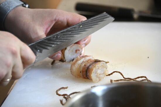 The International RUSSIA EXPO Forum and Exhibition. Pollock Festival, Oh, Mega-Taste! Pavilion K, Russian Cuisine House. Location: Russia, Moscow. Author: Kirill Kallinikov/Sputnik. RUSSIA EXPO. Pollock Festival, Oh, Mega-Taste!