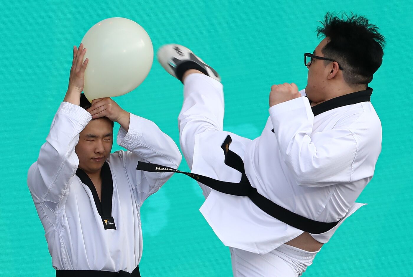 RUSSIA EXPO. Show program of Khanyl Korean drum Sakhalin ensemble of Korean drummers with Tornado taekwondo sports club's demonstration program