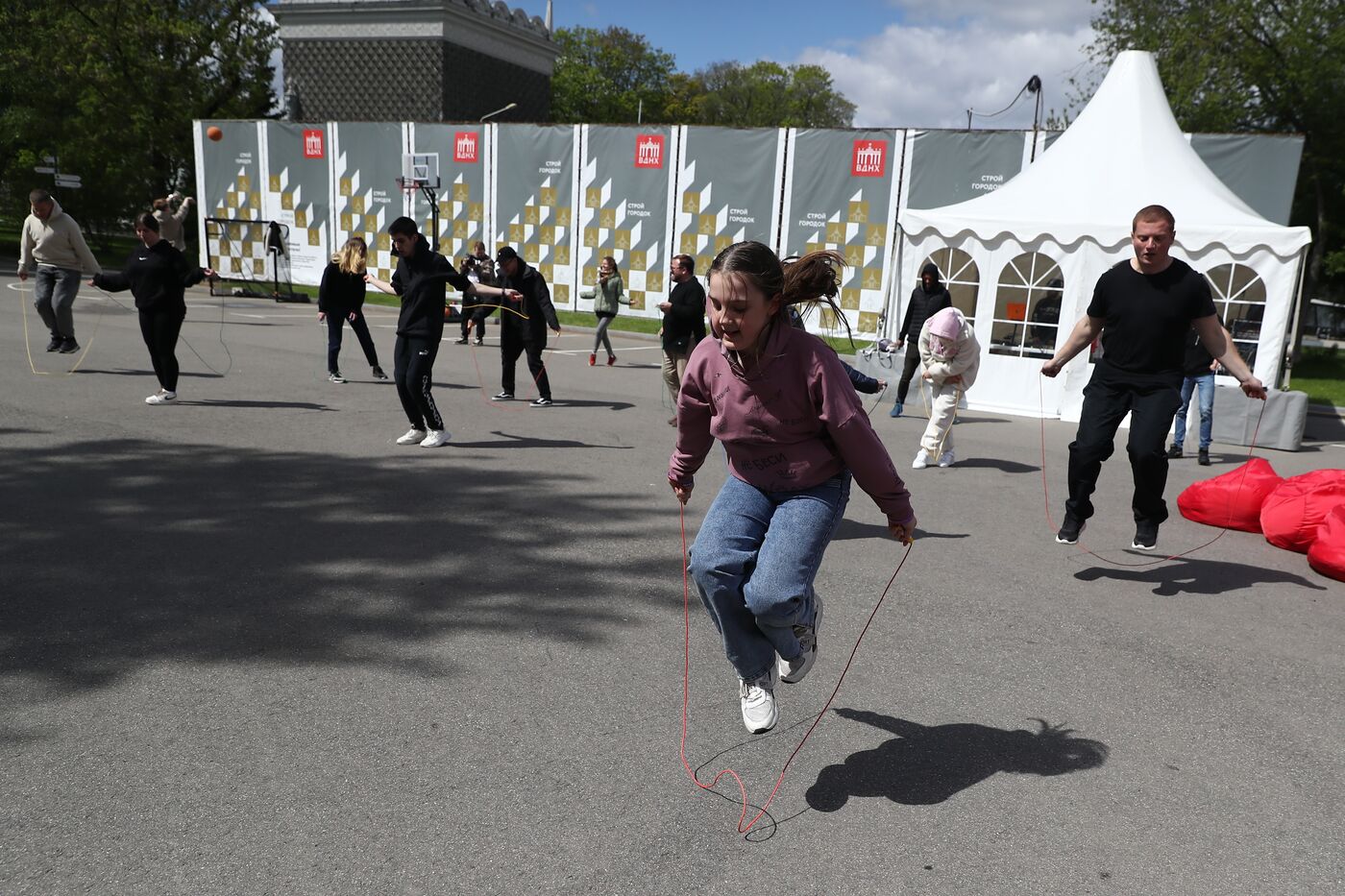 RUSSIA EXPO. Exercise with Yury Danilchenko, winner of the Russian Rope Skipping Cup, at the Sport Russia area