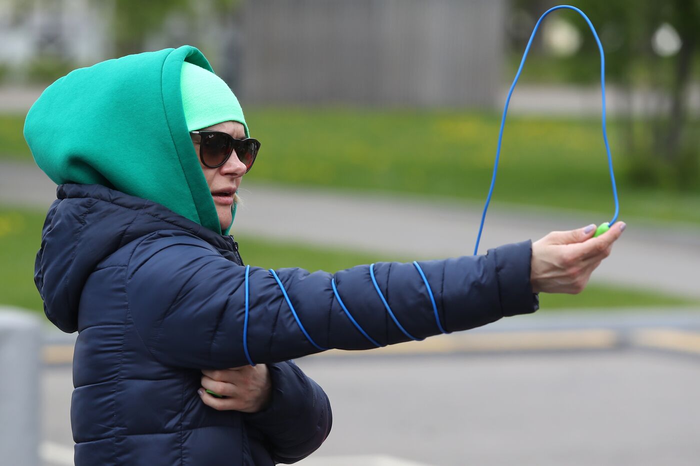 RUSSIA EXPO. Exercise with Yury Danilchenko, winner of the Russian Rope Skipping Cup, at the Sport Russia area