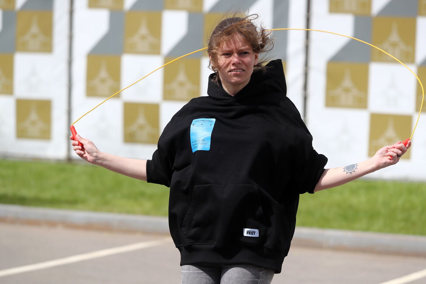 RUSSIA EXPO. Exercise with Yury Danilchenko, winner of the Russian Rope Skipping Cup, at the Sport Russia area