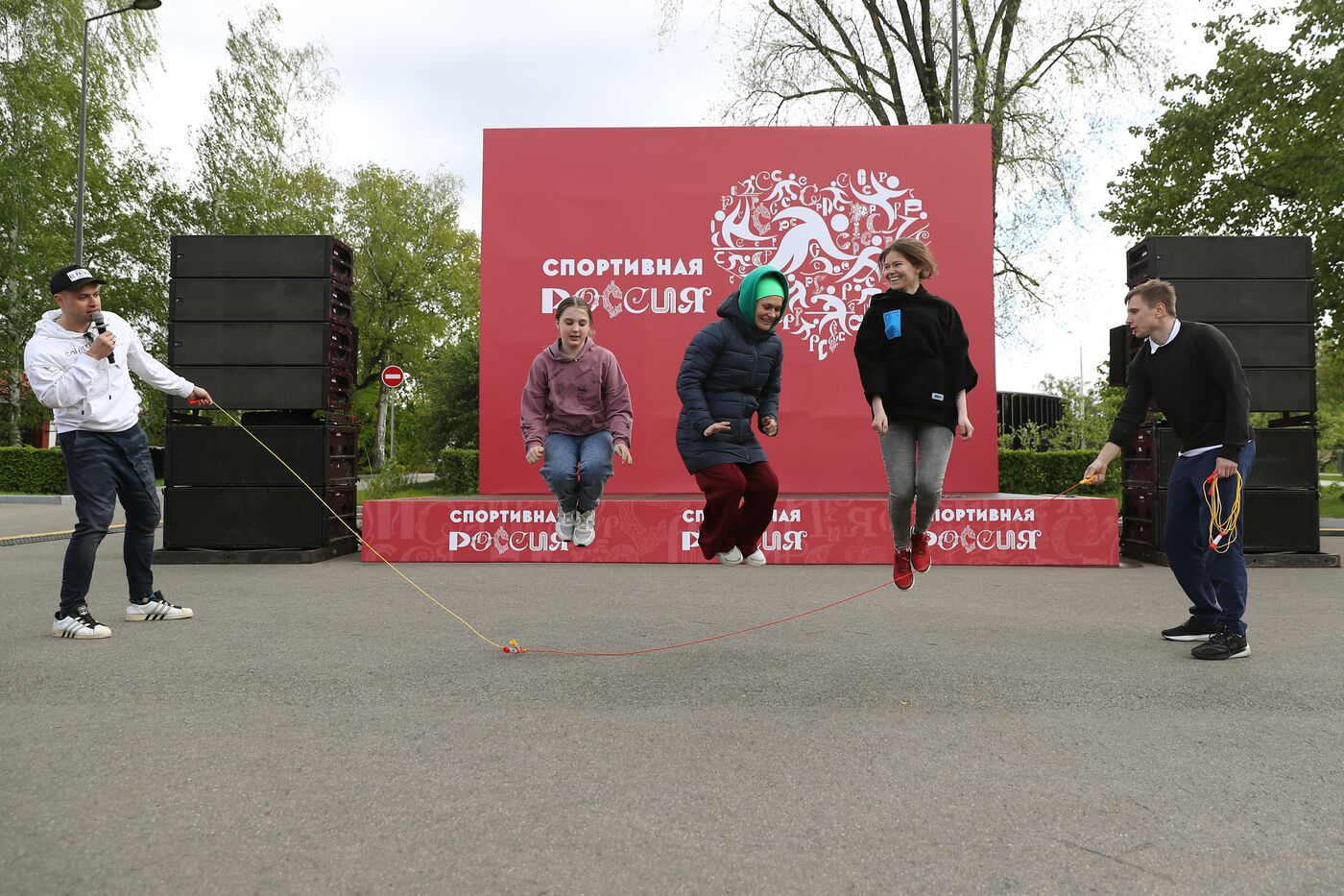 RUSSIA EXPO. Exercise with Yury Danilchenko, winner of the Russian Rope Skipping Cup, at the Sport Russia area