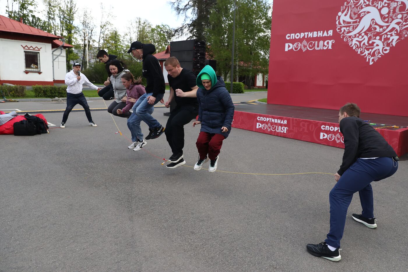 RUSSIA EXPO. Exercise with Yury Danilchenko, winner of the Russian Rope Skipping Cup, at the Sport Russia area