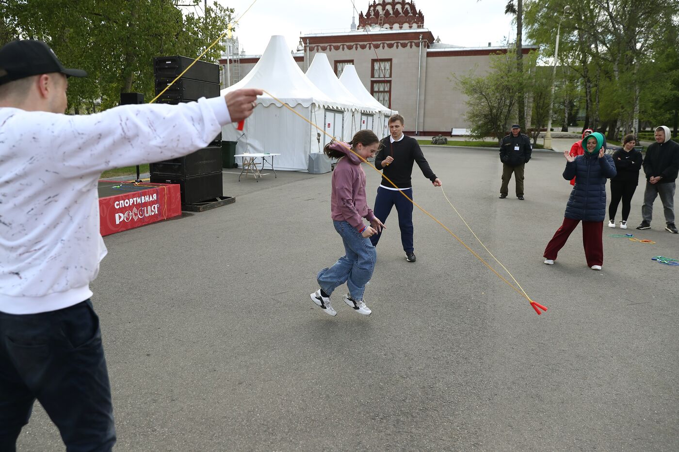 RUSSIA EXPO. Exercise with Yury Danilchenko, winner of the Russian Rope Skipping Cup, at the Sport Russia area