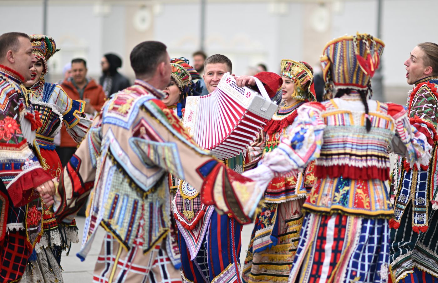 RUSSIA EXPO. Wedding procession of FEFD couples and creative groups with Matchmaking theatrical performance