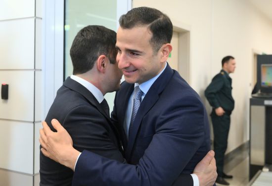 Welcoming ceremony for participants of the Russia - Islamic World: KAZANFORUM 2024 International Economic Forum at Kazan airport. Right: Heydar Vidadi ogly Mammadov, Deputy Prosecutor General of the Republic of Azerbaijan; Ilnur Ibragimov, Deputy Prosecutor General of the Republic of Azerbaijan. Photos can be used on terms listed in the media-bank's Forum section. Location: Russia, Republic of Tatarstan, Kazan. Author: Stanislav Krasilnikov/Sputnik. KAZANFORUM 2024. Arrival of forum participants