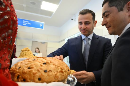 Welcoming ceremony for participants of the Russia - Islamic World: KAZANFORUM 2024 International Economic Forum at Kazan airport. Center: Heydar Vidadi ogly Mammadov, Deputy Prosecutor General of the Republic of Azerbaijan; right: Ilnur Ibragimov, Deputy Prosecutor General of the Republic of Azerbaijan. Photos can be used on terms listed in the media-bank's Forum section. Location: Russia, Republic of Tatarstan, Kazan. Author: Stanislav Krasilnikov/Sputnik. KAZANFORUM 2024. Arrival of forum participants