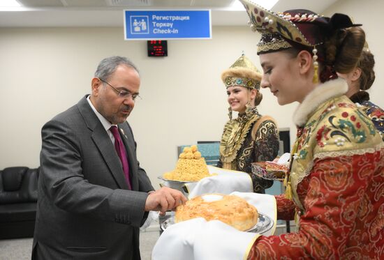 The ceremony to greet participants in the Russia – Islamic World: KAZANFORUM 2024 international economic forum at Kazan's airport. Ambassador of the Kingdom of Bahrain to Russia Ahmed Abdulrahman Al Saati. Photos can be used on terms specified in the mediabank's Forum section. Location: Russia, Republic of Tatarstan, Kazan. Author: Alexandr Kryazhev/Sputnik. KAZANFORUM 2024. Arrival of forum participants