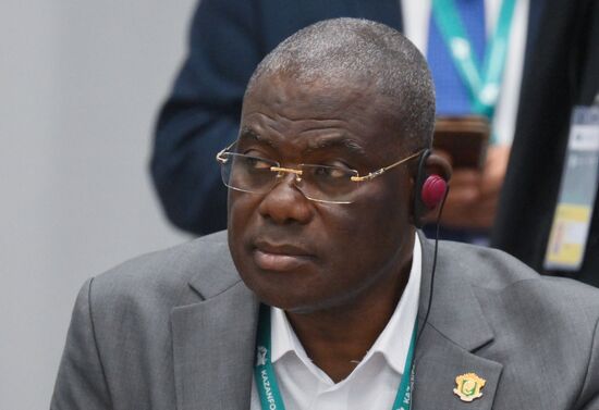 KAZANFORUM 2024. Head of Tatarstan Rustam Minnikhanov meets with foreign ambassadors in Russia. Koffi Leon Konan, Charge d'Affaires of the Republic of Cote d'Ivoire in the Russian Federation. Photos can be used on terms listed in the media-bank's Forum section. Location: Russia, Republic of Tatarstan, Kazan. Author: Pavel Bednyakov/Sputnik. KAZANFORUM 2024. Head of Tatarstan Rustam Minnikhanov meets with foreign ambassadors in Russia