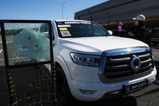 The KAZANFORUM 2024: Russia – Islamic World. Third left: The exhibition of equipment in front of Kazan EXPO pavilions. Photos can be used on terms listed in the media-bank's Forum section. Location: Russia, Republic of Tatarstan, Kazan. Author: Alexandr Kryazhev/Sputnik. Russia – Islamic World: KAZANFORUM 2024