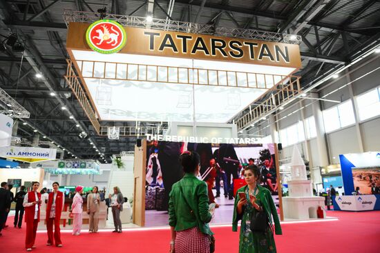 The Russia – Islamic World: KAZANFORUM 2024. The stand of the Tatarstan Republic. Photos can be used on terms listed in the media-bank's Forum section. Location: Russia, Republic of Tatarstan, Kazan. Author: Kirill Zykov/Sputnik. Russia – Islamic World: KAZANFORUM 2024