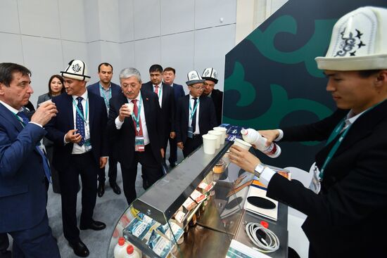 The KAZANFORUM 2024: Russia – Islamic World. Third left: Adylbek Kasymaliyev, Deputy Prime Minister of the Kyrgyz Republic. Photos can be used on terms listed in the media-bank's Forum section. Location: Russia, Republic of Tatarstan, Kazan. Author: Oleg Kazanzev/Sputnik. Russia – Islamic World: KAZANFORUM 2024