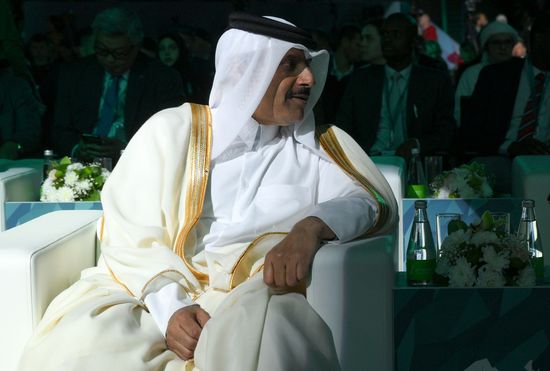 KAZANFORUM 2024. Plenary session: Financial and Logistics Infrastructure of Russia and the OIC Countries. Sheikh Ahmed bin Nasser bin Jassem Al-Thani, Ambassador Extraordinary and Plenipotentiary of the State of Qatar to the Russian Federation. Photos can be used on terms listed in the media-bank's Forum section. Location: Russia, Republic of Tatarstan, Kazan. Author: Pavel Bednyakov/Sputnik. KAZANFORUM 2024. PLENARY SESSION: FINANCIAL AND LOGISTICS INFRASTRUCTURE OF RUSSIA AND THE OIC COUNTRIES