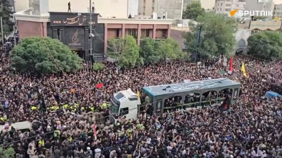 People attending a farewell ceremony for Iranian President Ebrahim Raisi