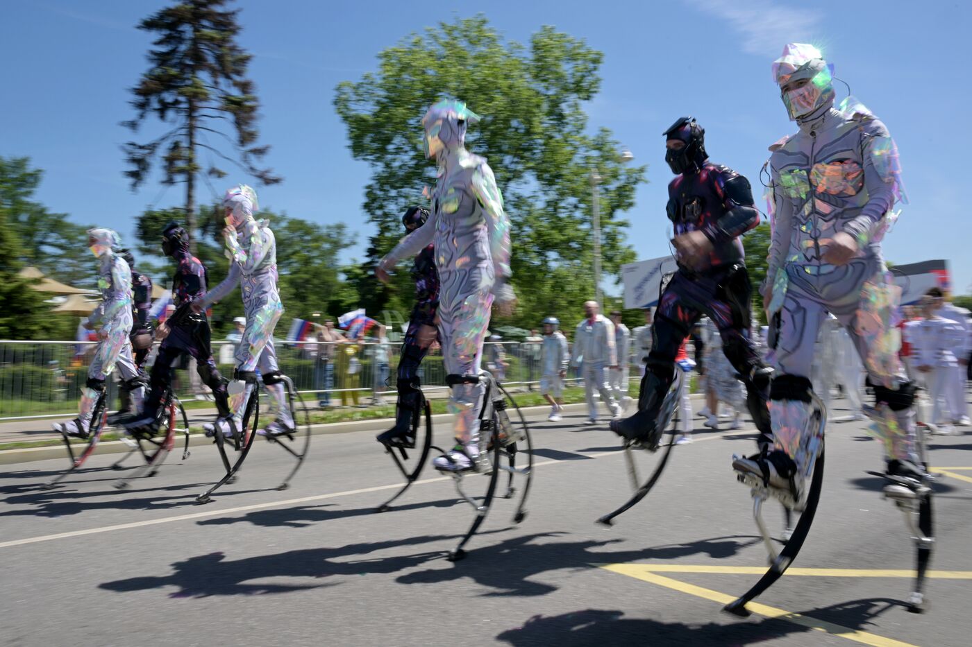 RUSSIA EXPO. Sports procession devoted to 105th anniversary of first parade on Red Square.