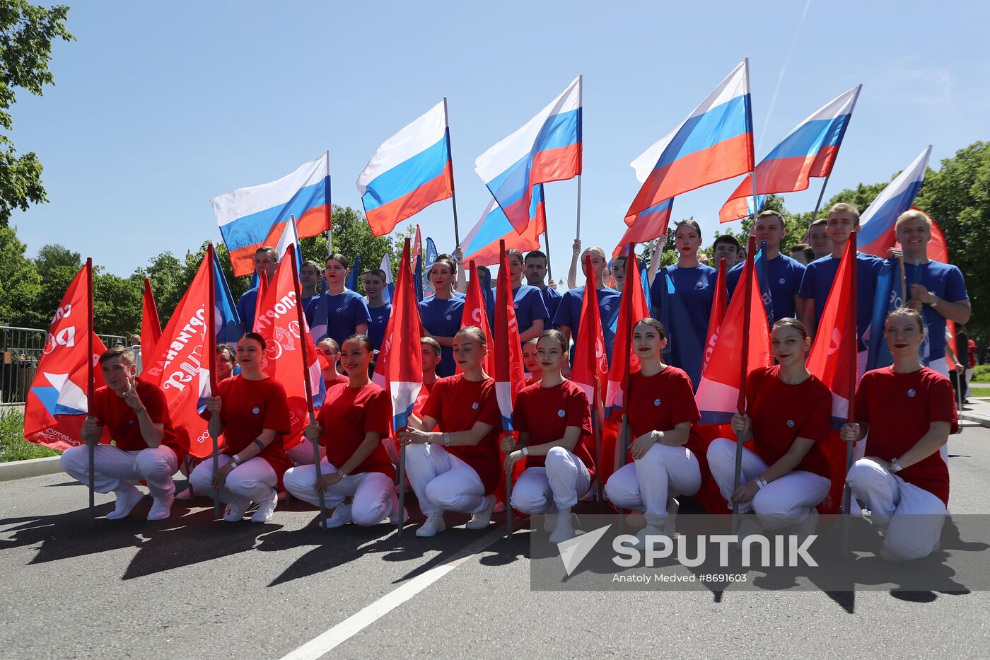 RUSSIA EXPO. Sports procession devoted to 105th anniversary of first parade on Red Square.