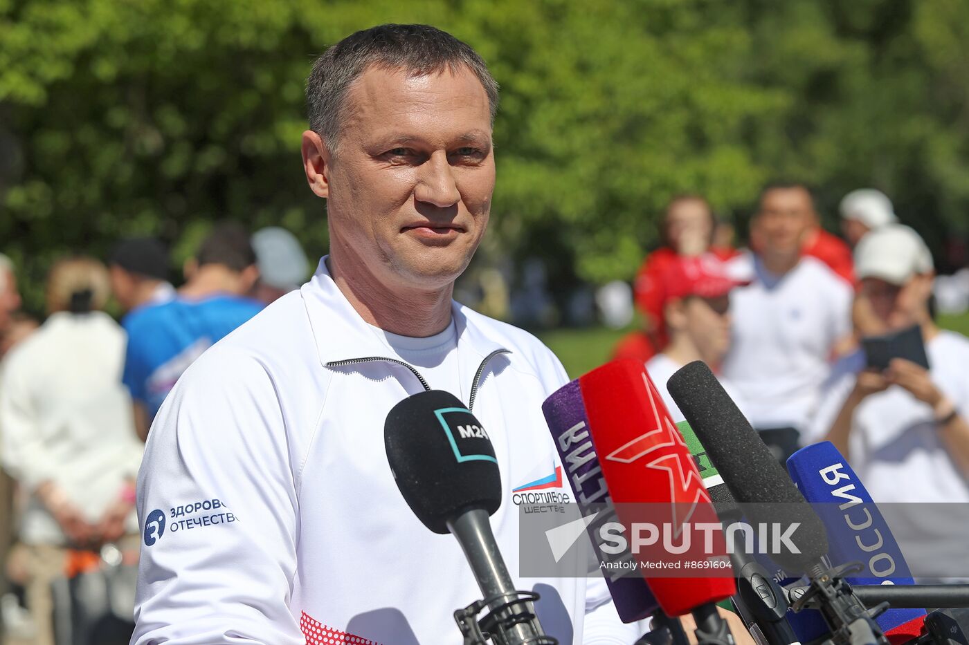 RUSSIA EXPO. Sports procession devoted to 105th anniversary of first parade on Red Square.