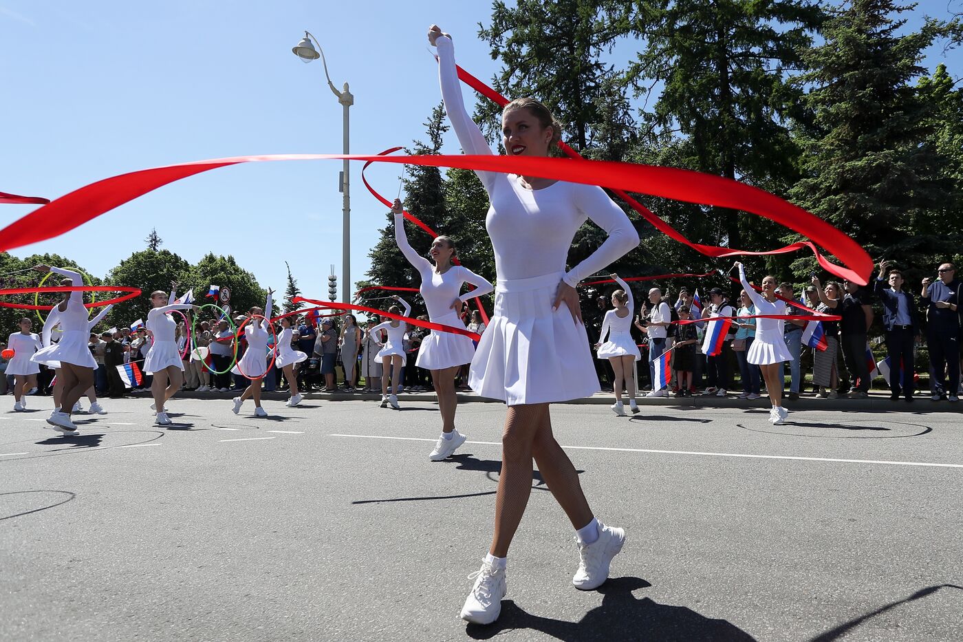 RUSSIA EXPO. Sports procession devoted to 105th anniversary of first parade on Red Square.