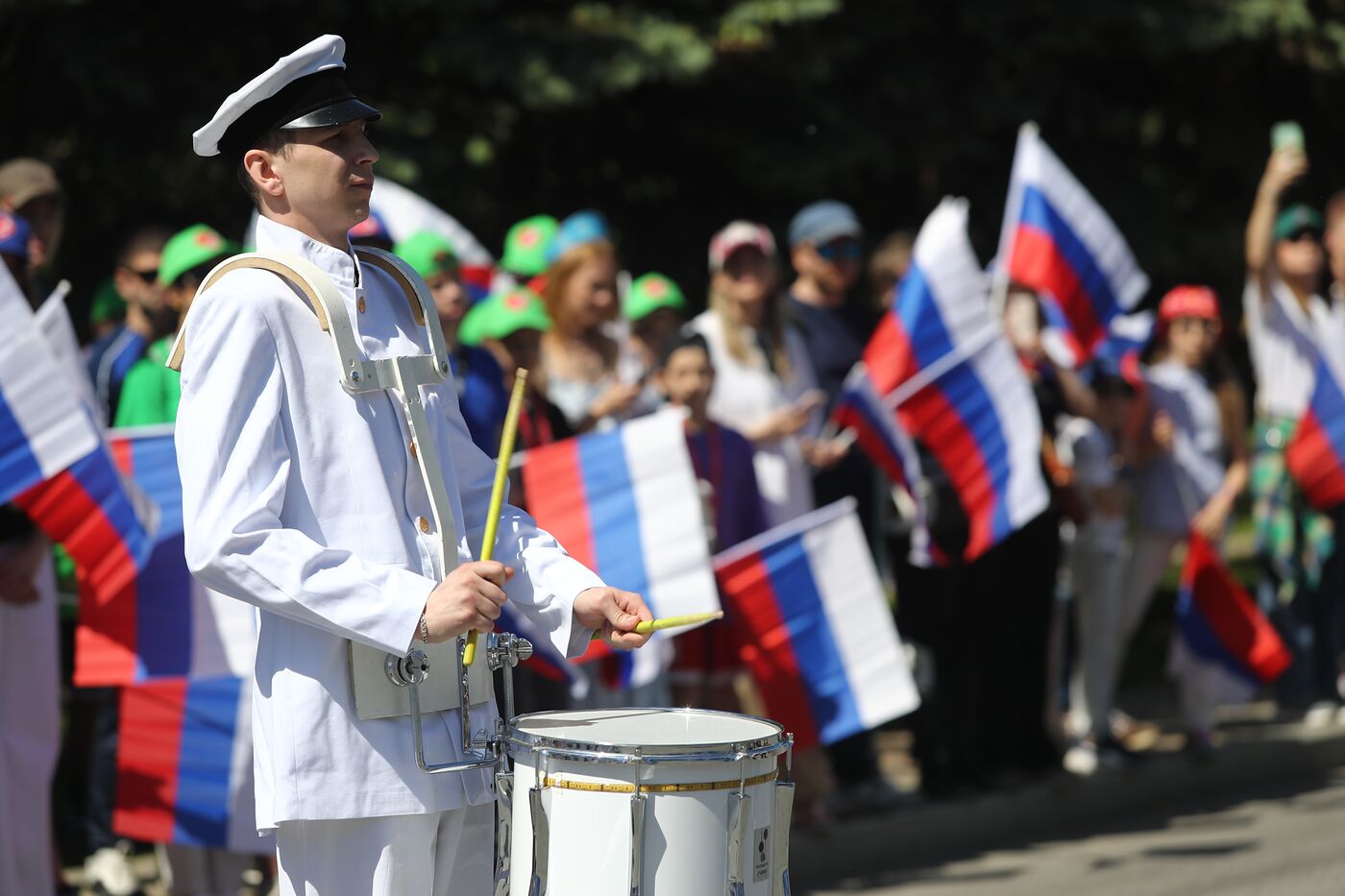 RUSSIA EXPO. Sports procession devoted to 105th anniversary of first parade on Red Square.