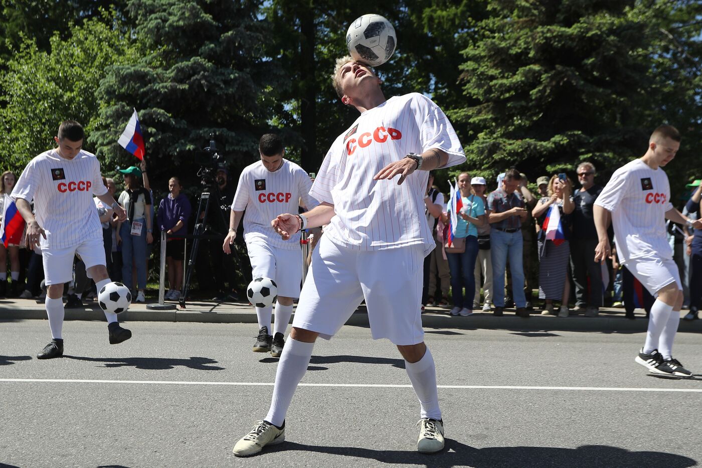 RUSSIA EXPO. Sports procession devoted to 105th anniversary of first parade on Red Square.