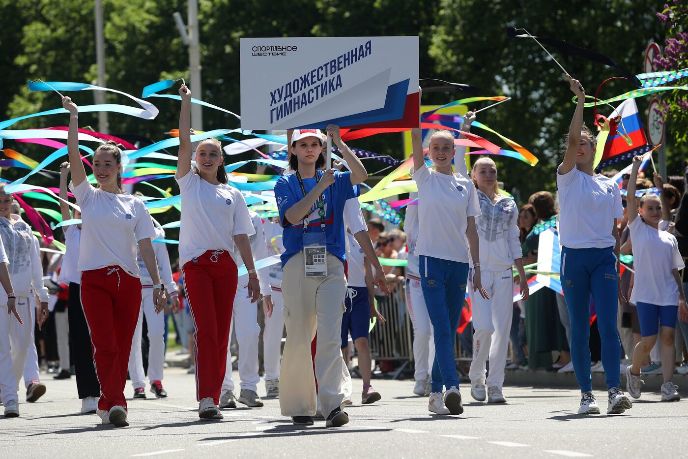 RUSSIA EXPO. Sports procession devoted to 105th anniversary of first parade on Red Square.