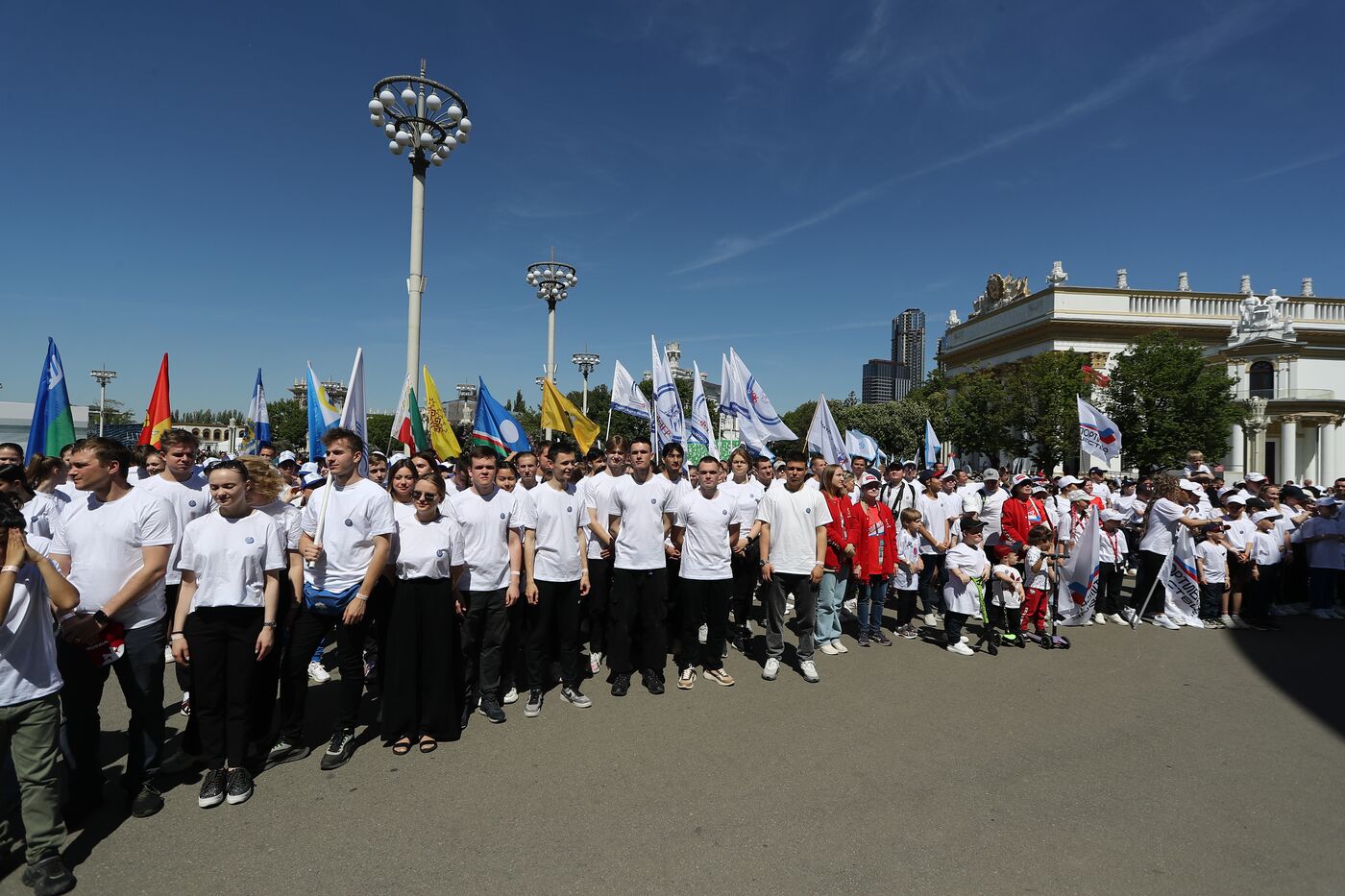 RUSSIA EXPO. Sports procession devoted to 105th anniversary of first parade on Red Square.