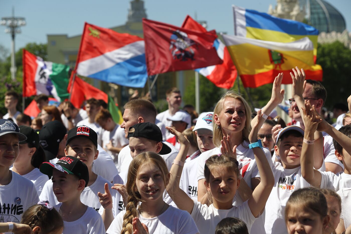 RUSSIA EXPO. Sports procession devoted to 105th anniversary of first parade on Red Square.