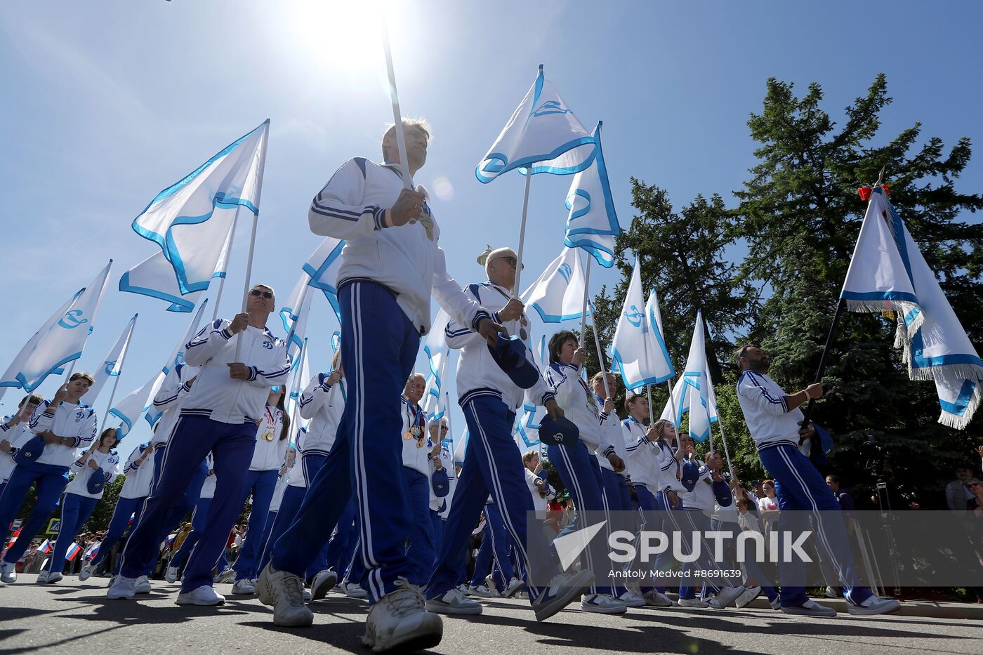 RUSSIA EXPO. Sports procession devoted to 105th anniversary of first parade on Red Square.