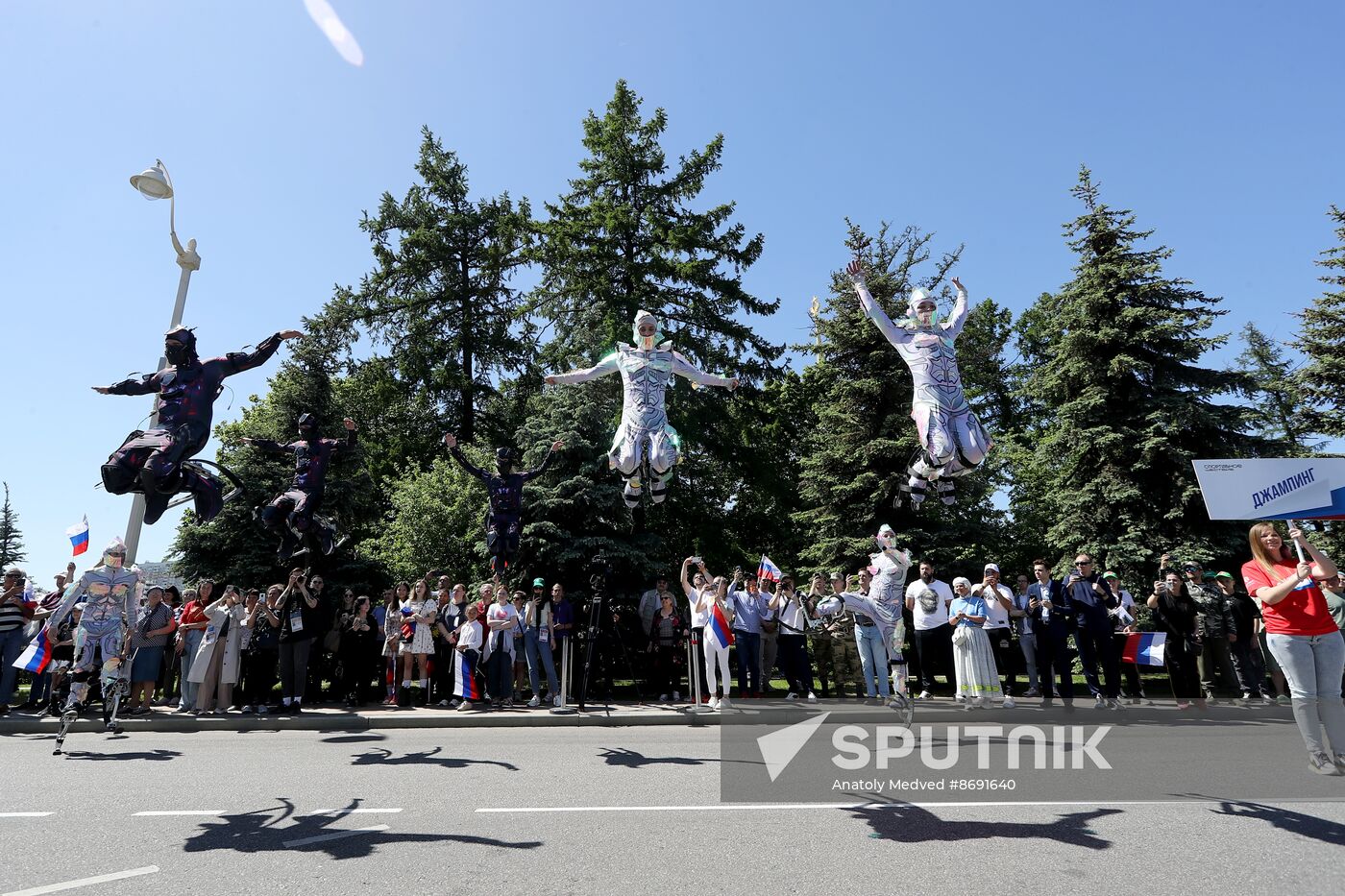 RUSSIA EXPO. Sports procession devoted to 105th anniversary of first parade on Red Square.