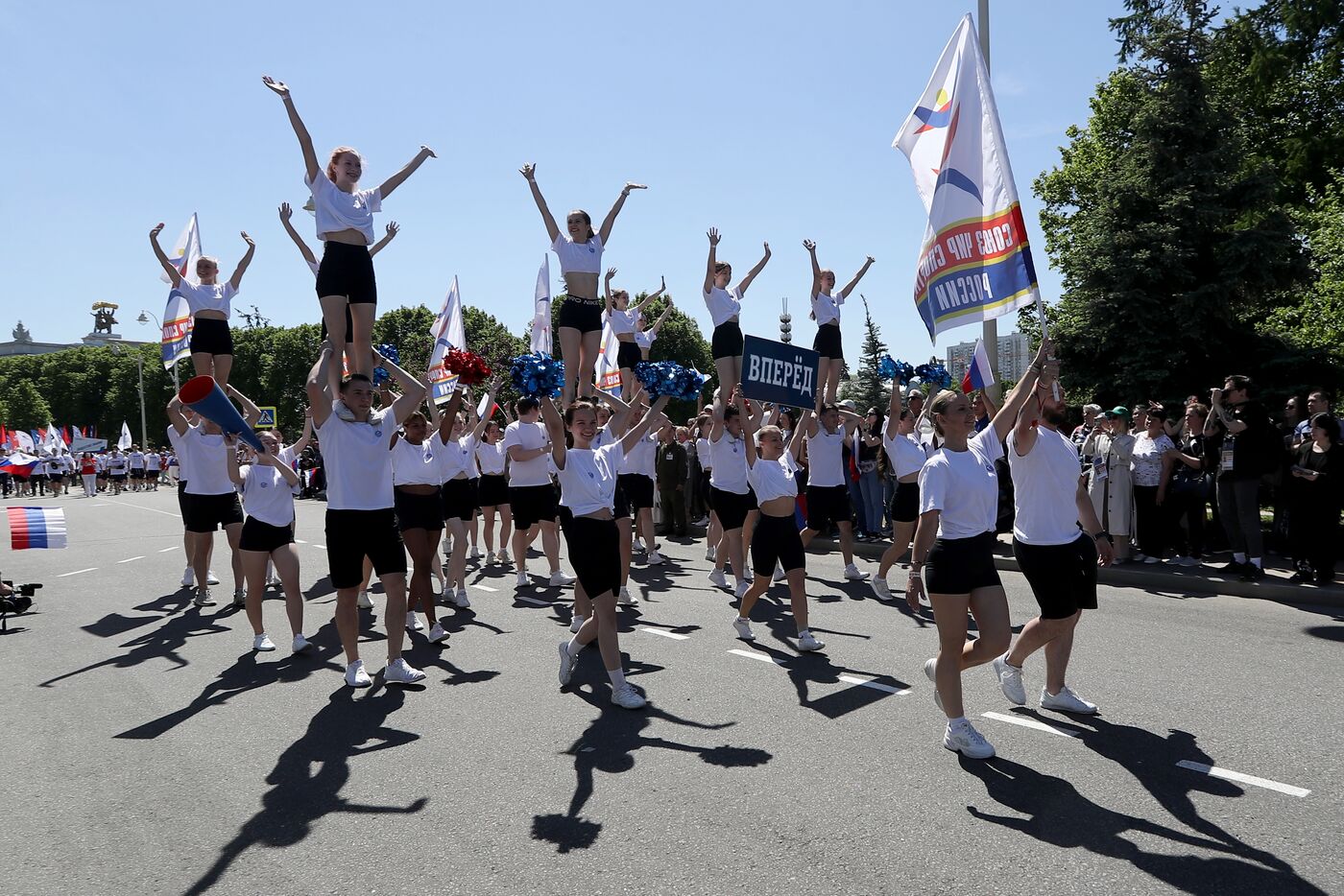 RUSSIA EXPO. Sports procession devoted to 105th anniversary of first parade on Red Square.