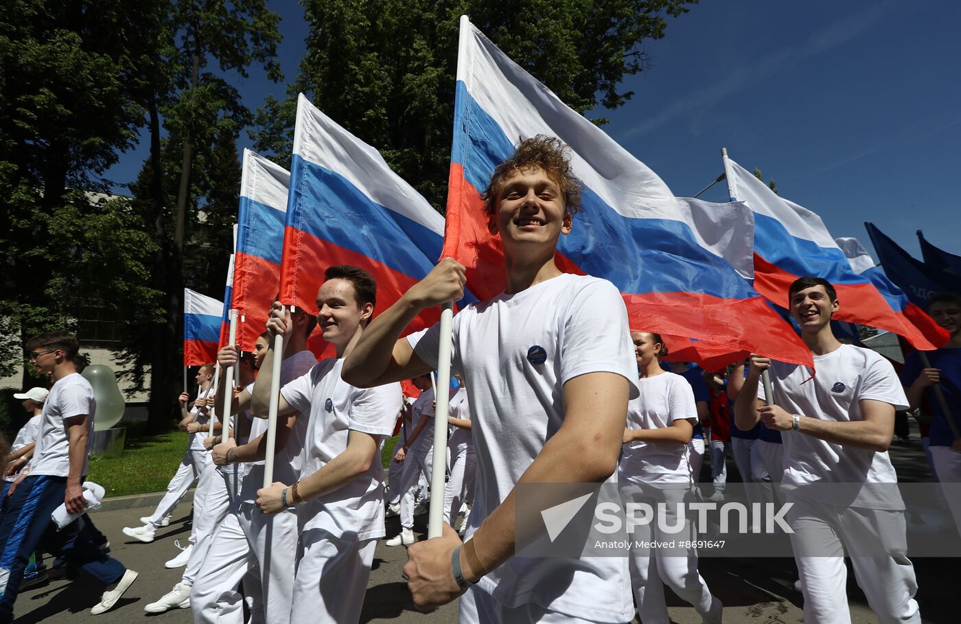 RUSSIA EXPO. Sports procession devoted to 105th anniversary of first parade on Red Square.