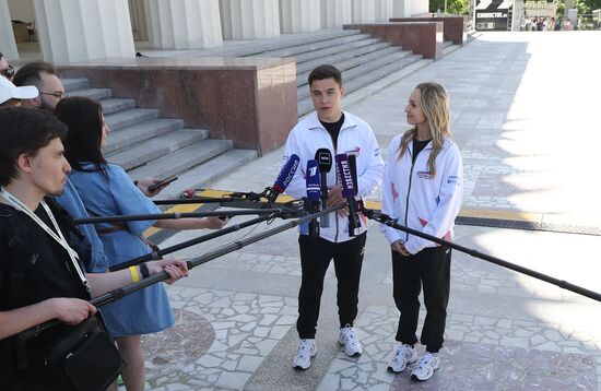 RUSSIA EXPO. Sports procession devoted to 105th anniversary of first parade on Red Square.