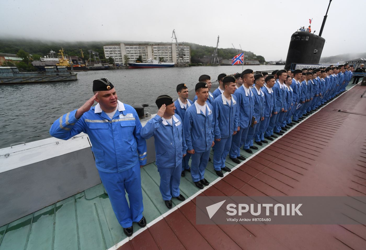 Russia Navy Submarine Petropavlovsk-Kamchatsky Exercise Welcoming