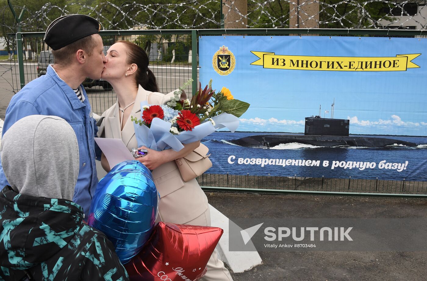 Russia Navy Submarine Petropavlovsk-Kamchatsky Exercise Welcoming