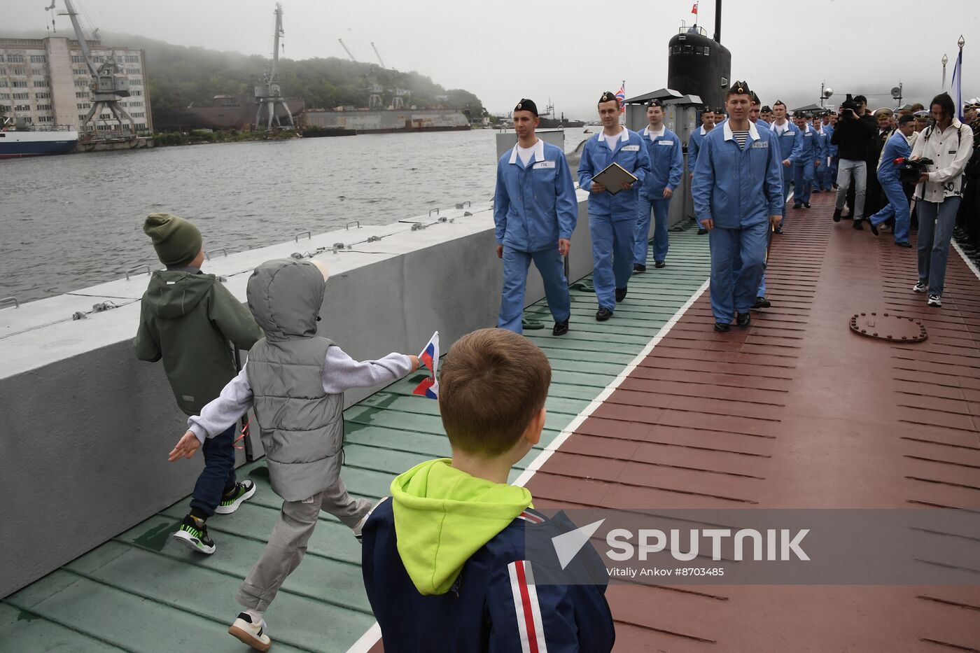 Russia Navy Submarine Petropavlovsk-Kamchatsky Exercise Welcoming