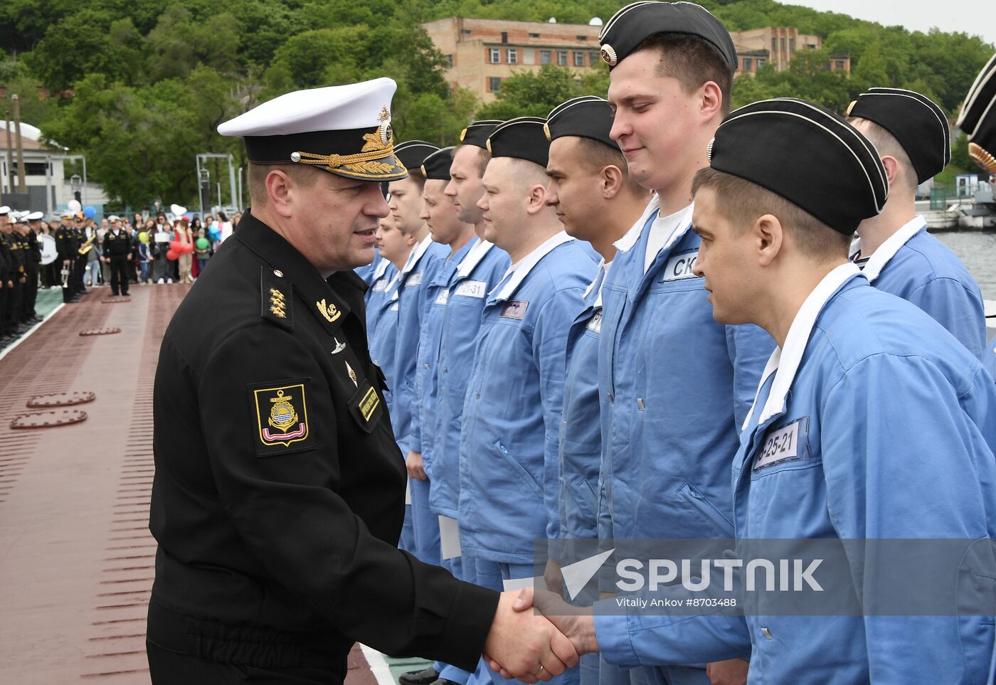 Russia Navy Submarine Petropavlovsk-Kamchatsky Exercise Welcoming