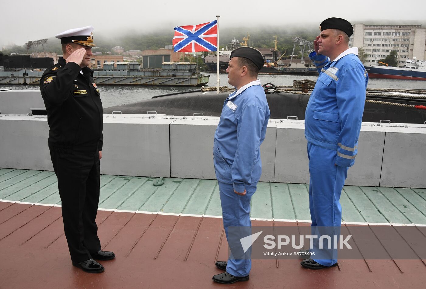 Russia Navy Submarine Petropavlovsk-Kamchatsky Exercise Welcoming