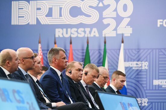 Participants attend a meeting of the Heads of BRICS Emergency Agencies in Kazan, Republic of Tatarstan, Russia. Location: Russia, Republic of Tatarstan, Kazan. Author: Maksim Bogodvid/Sputnik. Meeting of the Heads of BRICS Emergency Agencies