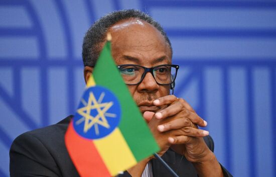 Plenipotentiary Minister of the Ethiopian Embassy in Russia Elias Melaku Feleke attends a meeting of the Heads of BRICS Emergency Agencies in Kazan, Republic of Tatarstan, Russia. Location: Russia, Republic of Tatarstan, Kazan. Author: Maksim Bogodvid/Sputnik. Meeting of the Heads of BRICS Emergency Agencies