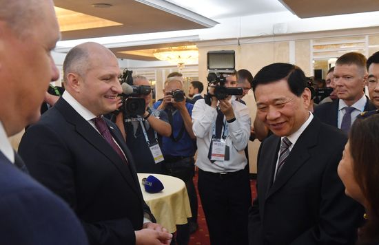 Russian Emergency Situations Minister Alexander Kurenkov and Chinese Minister of Emergency Management Wang Xiangxi take a break in a meeting of the Heads of BRICS Emergency Agencies in Kazan, Republic of Tatarstan, Russia. Location: Russia, Republic of Tatarstan, Kazan. Author: Mikhail Voskresenskiy. Meeting of the Heads of BRICS Emergency Agencies