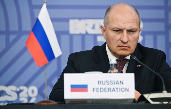 Minister of Civil Defence, Emergencies and Disaster Relief Alexander Kurenkov at the Meeting of the Heads of BRICS Emergency Agencies in Kazan. Location: Russia, Republic of Tatarstan, Kazan. Author: Maksim Bogodvid/Sputnik. Meeting of the Heads of BRICS Emergency Agencies