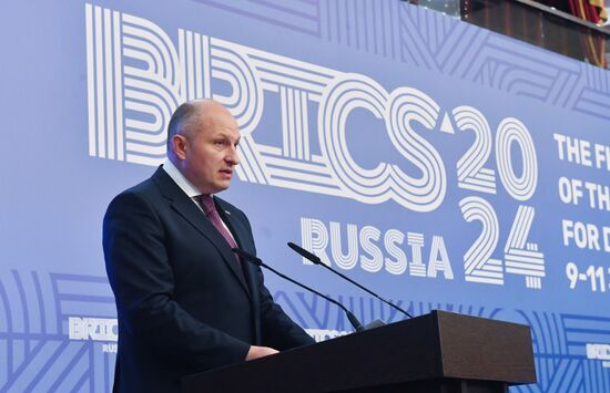 Russian Emergencies Minister Alexander Kurenkov at a meeting of the Heads of BRICS Emergency Agencies in Kazan, Republic of Tatarstan, Russia. Location: Russia, Republic of Tatarstan, Kazan. Author: Mikhail Voskresenskiy/Sputnik. Meeting of the Heads of BRICS Emergency Agencies