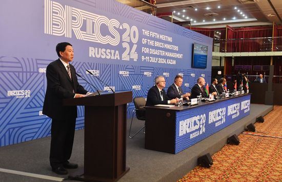Chinese Minister of Emergency Management Wang Xiangxi speaks during a meeting of the Heads of BRICS Emergency Agencies in Kazan, Republic of Tatarstan, Russia. Location: Russia, Republic of Tatarstan, Kazan. Author: Mikhail Voskresenskiy. Meeting of the Heads of BRICS Emergency Agencies