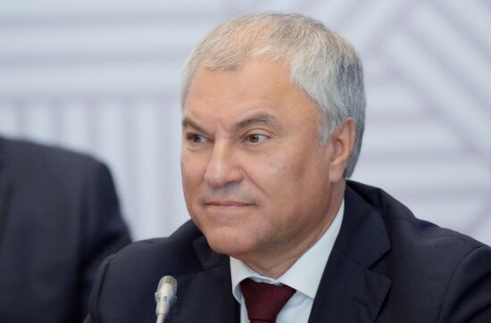 The BRICS Parliamentary Forum. Meeting, Parliamentary Changes in BRICS: Prospects of Strengthening Interparliamentary Cooperation. State Duma Speaker Vyacheslav Volodin. Location: Russia, St. Petersburg. Author: Alexei Danichev. 10th BRICS Parliamentary Forum